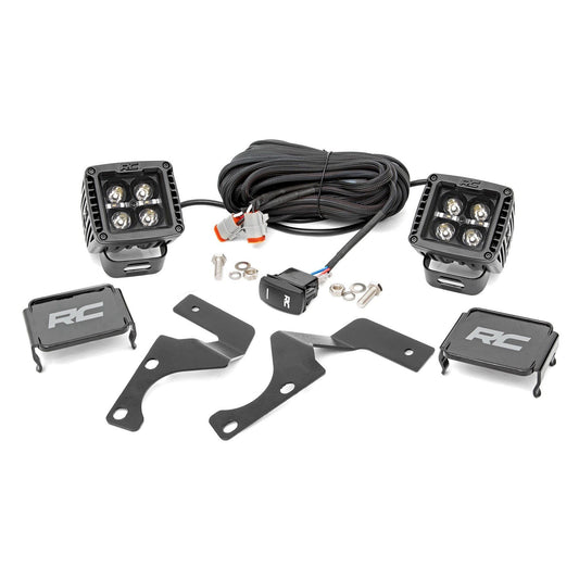 ROUGH COUNTRY LED Light Kit | Ditch Mount | 2" Black Pair | Amber DRL | Toyota 4Runner (10-24) | 70798