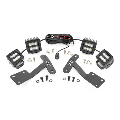ROUGH COUNTRY LED Light Kit | Ditch Mount | Dual 2" Black Pairs | Spot/Flood | Toyota Tundra (14-21) | 70866
