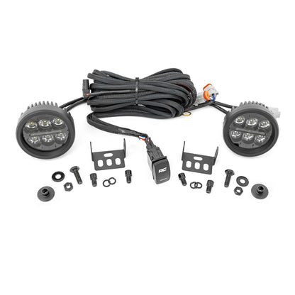 ROUGH COUNTRY LED Light Kit | Ditch Mount | 3.5" Black Round Pair | Amber DRL | Ford Bronco (21-25) | 71078