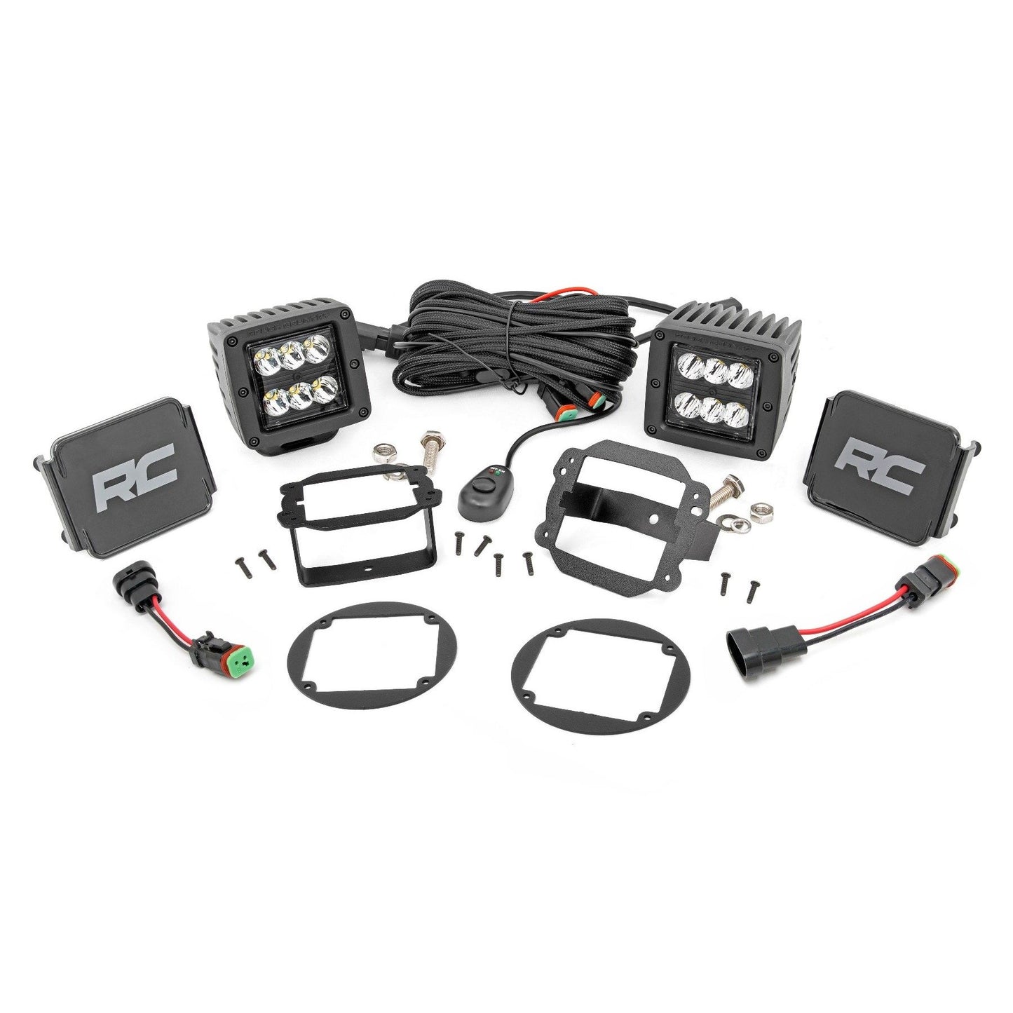 ROUGH COUNTRY LED Light Kit | Fog Mount | 2" Black Pair | Jeep Wrangler JK/Wrangler Unlimited (10-18) | 70630