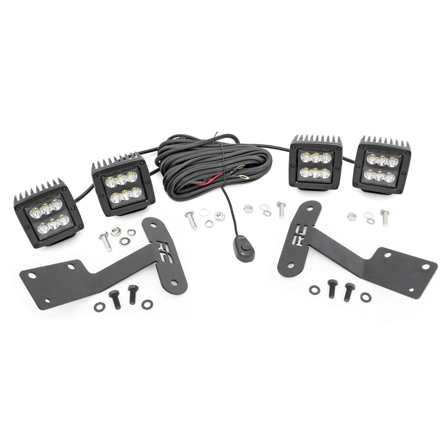 ROUGH COUNTRY LED Light Kit | Ditch Mount | Dual 2" Black Pairs | Spot | Toyota Tundra (14-21) | 70835
