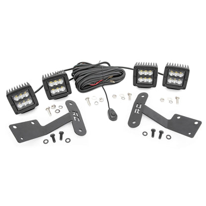 ROUGH COUNTRY LED Light Kit | Ditch Mount | Dual 2" Black Pairs | Spot | Toyota Tundra (14-21) | 70835
