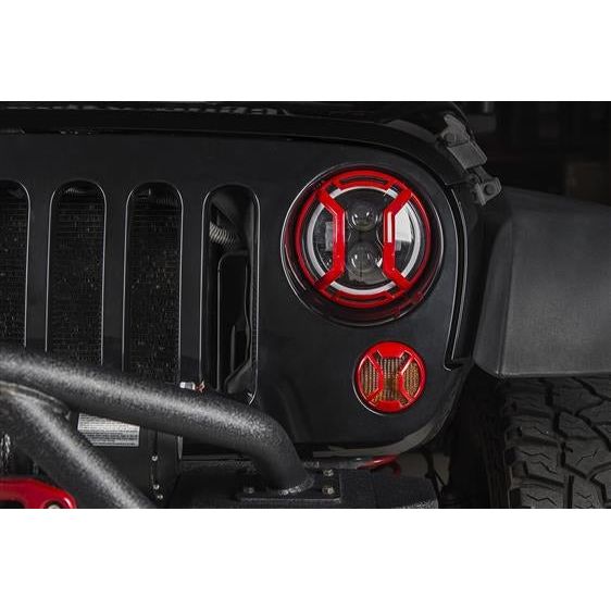 Rugged Ridge Elite Headlight Euro Guards (Red) for 2007-2018 JK 11230.15