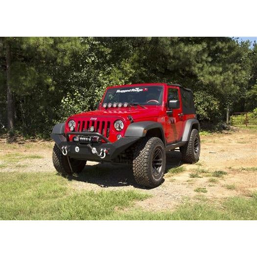 Rugged Ridge Spartan Front Bumper with High Clearance Ends and Tube Override (Textured Black) for 07-18 Jeep Wrangler JK 11548.01