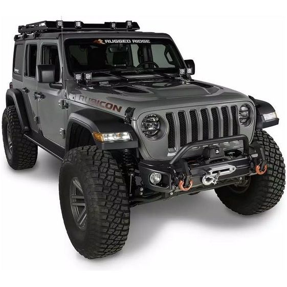 Rugged Ridge Arcus Front Bumper Tube Overrider (Black) for 2018-C JL - Gladiator JT 11549.03