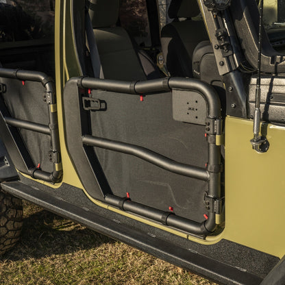 Rugged Ridge Fortis Tube Door Covers (Front) Set - Blk for 07-18 JK-JKU 13579.56