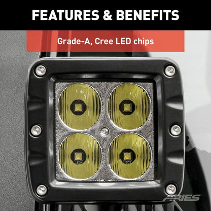 Aries Automotive Windshield LED 2" Cube Lights & Brackets for 2018-C JL - Gladiator JT