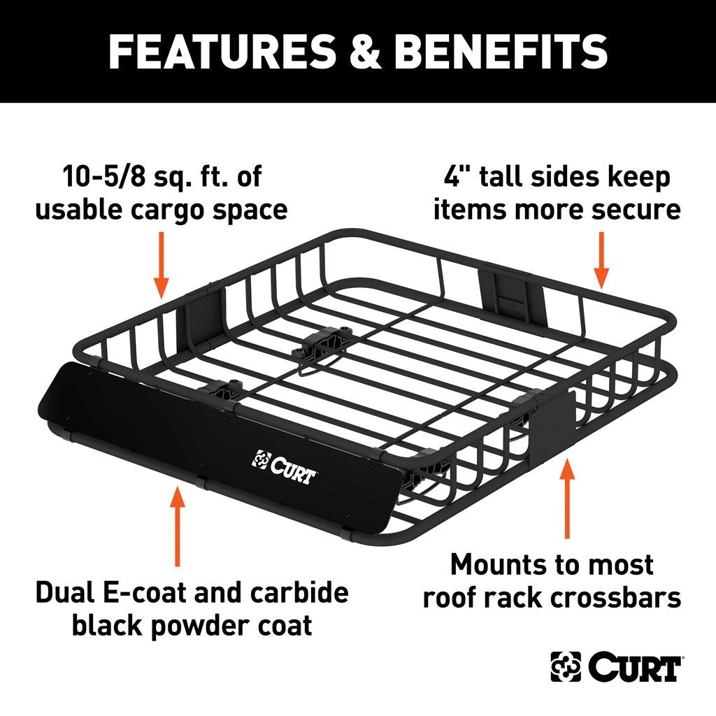 CURT 42 x 37 Black Steel Roof Rack Cargo Carrier 18115