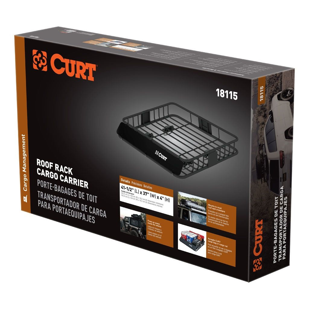 CURT 42 x 37 Black Steel Roof Rack Cargo Carrier 18115