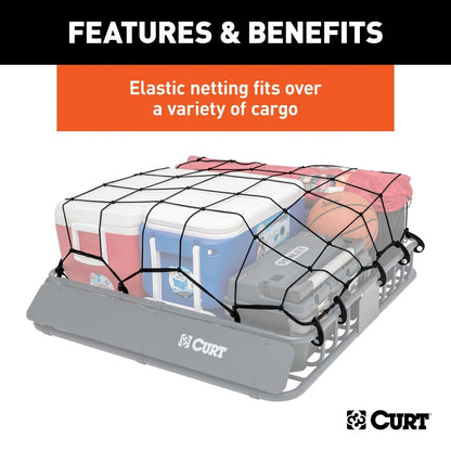 CURT 44 x 38 Elastic Cargo Net for Roof Basket