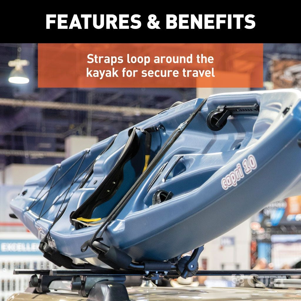 Curt Manufacturing Adjustable Aluminum Roof Rack  Kayak Holders (Universal)