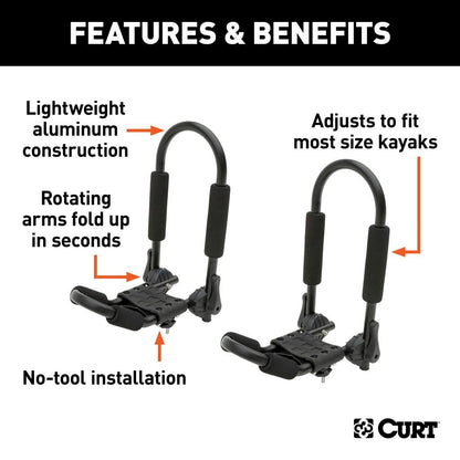 Curt Manufacturing Adjustable Aluminum Roof Rack  Kayak Holders (Universal)