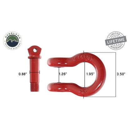 Overland Vehicle Systems Recovery Shackle 3-4" 4.75 Ton Red 19019904