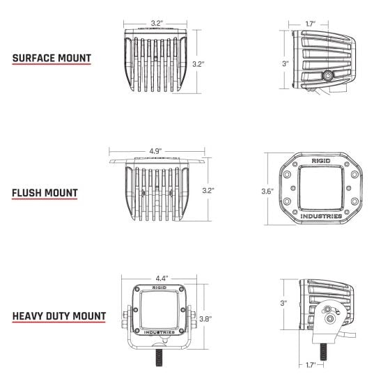 Rigid Industries D-Series PRO Spot Midnight Pair Flush Mount 212213BLK