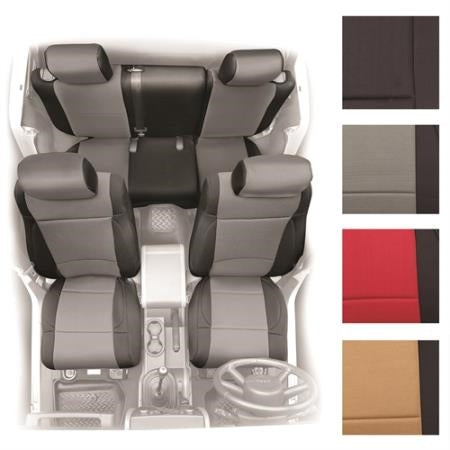 Smittybilt Neoprene Front and Rear Seat Cover Kit (Black-Black) for Jeep Wrangler JK 2 Door Models