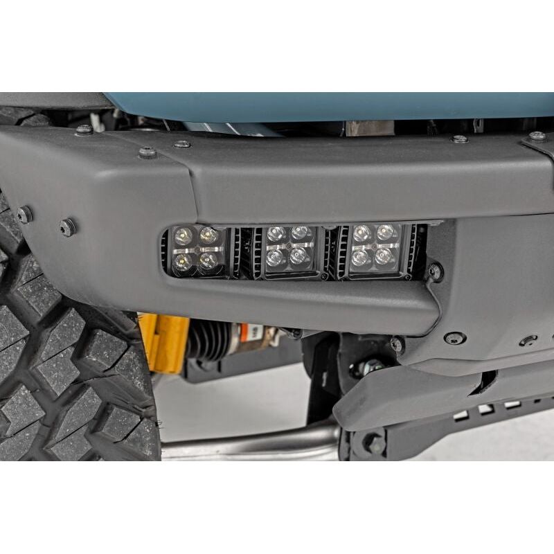 Rough Country  LED Light - Fog Mount Triple 2" Black Pair -  Amber DRL for 2021-C Ford Bronco