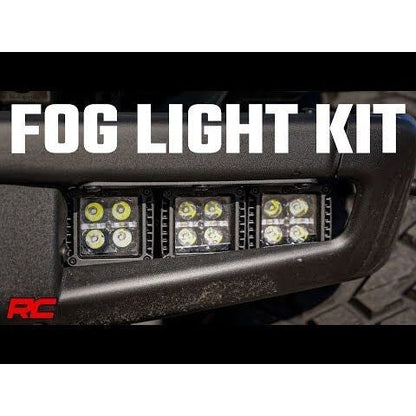 Rough Country  LED Light - Fog Mount Triple 2" Black Pair -  Amber DRL for 2021-C Ford Bronco