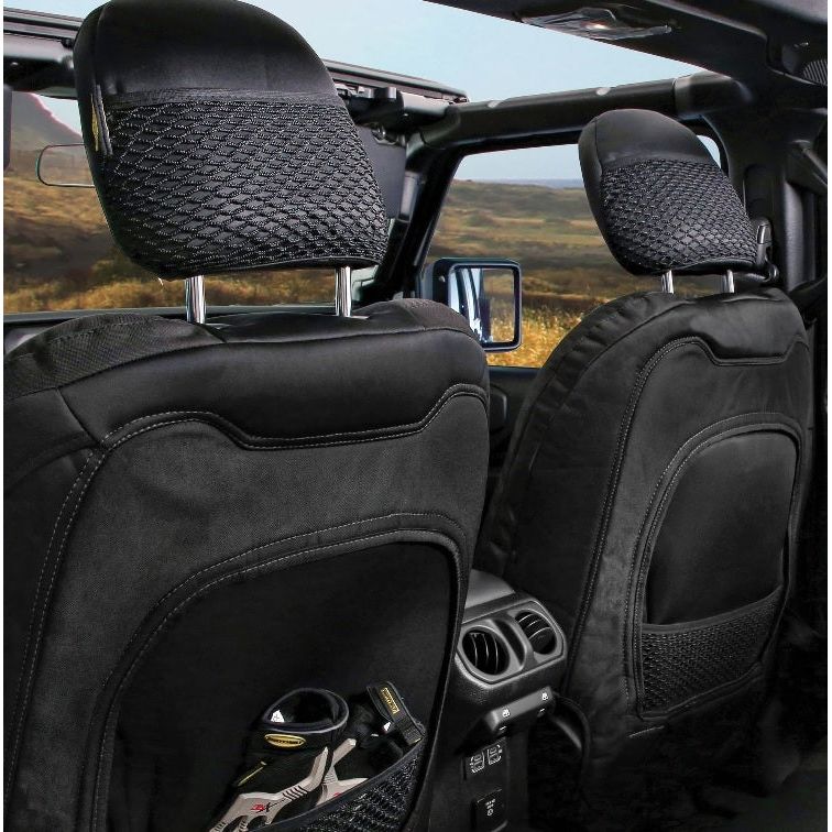 Smittybilt Gen2 Neoprene Seat Cover Set Front - Rear (Tan-Black) for 18-C Jeep Wrangler JLU 4-Door Models