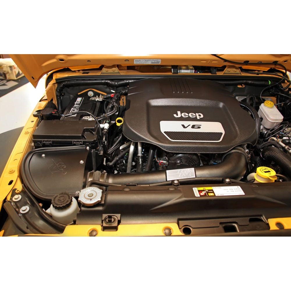 K&N Blackhawk Induction Air Intake System with Black Dry Filter for 2012-2018 Jeep Wrangler JK 3.6L V6