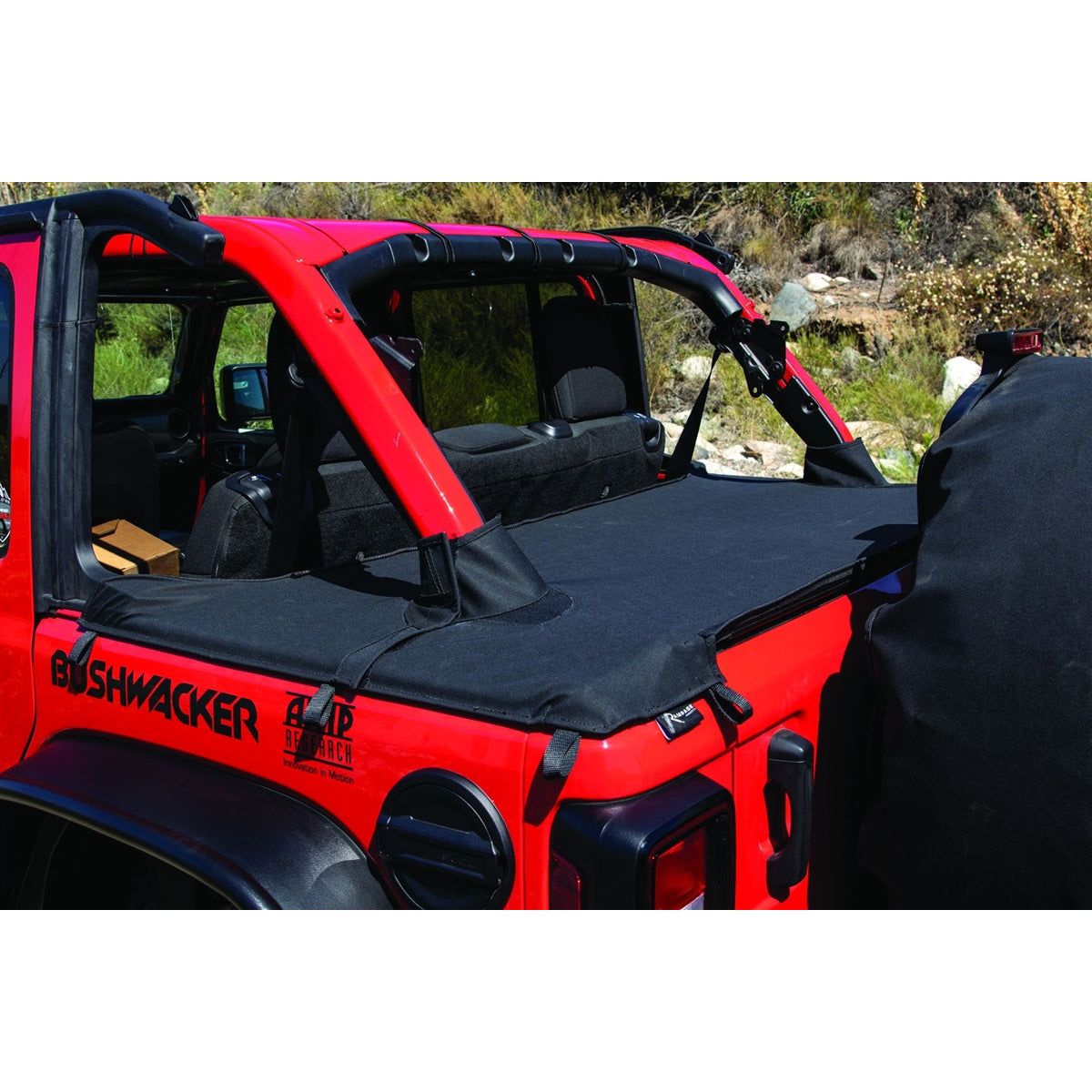 Rampage Products Tonneau Cover with Tailgate Bar Kit for 2018-C Jeep Wrangler JL Unlimited (4-Door), Black Diamond