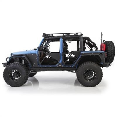 SmittyBilt XRC Rear Quarter Panel Armor Skins in Black For 2007-18 Jeep Wrangler JK Unlimited 4 Door Models