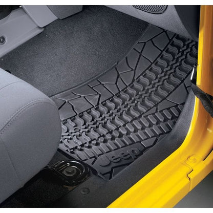 Mopar Floor Slush Mats with Tire Tread Pattern for 07-13 Jeep Wrangler Unlimited JK 4 Door 82210166AD