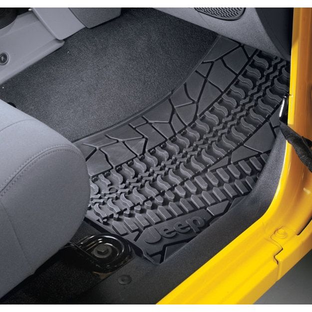 Mopar 82210166AD Floor Slush Mats with Tire Tread Pattern for 0713 Jeep Wrangler Unlimited JK 4