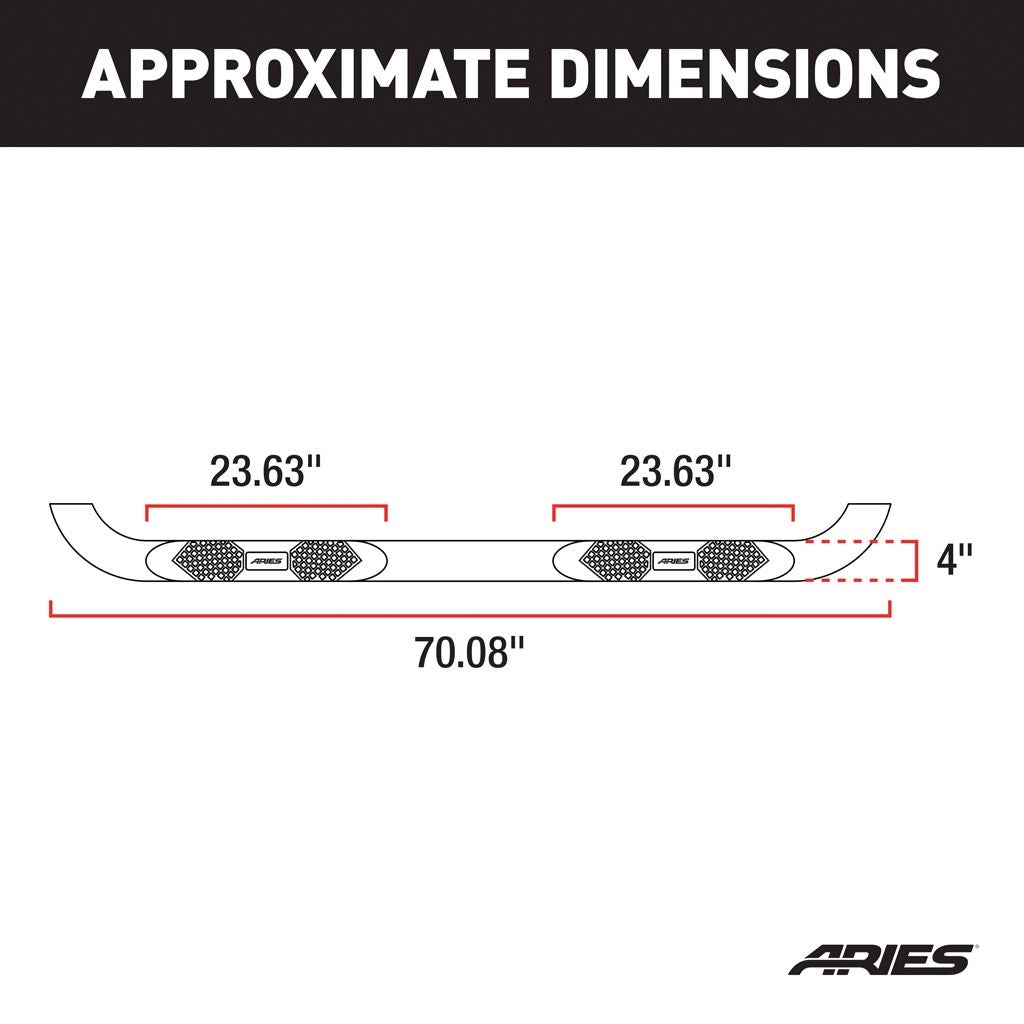 Aries Automotive Big Step Black Aluminum 4in round side bars for 2018-C JLU 4 Door Models AL231009