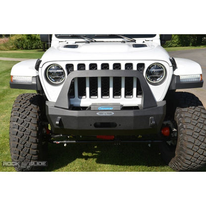 Rock Slide Engineering Stubby Front Bumper w- Bull Bar Jeep Wrangler JL & Gladiator JT FB-S-100-JL