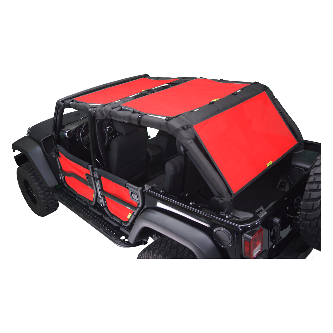Dirtydog Sun Screen  (3 pc front, back and rear cargo) Select color for 2007-2018 Jeep Wrangler JK 4 Door