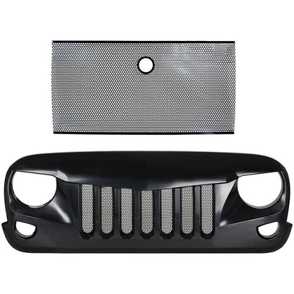 Eagle Eye Grille Grid Grill with Mesh Insert (Matte Black) for Jeep Wrangler 2007-2018 JK 2-4 Door Models JK-116