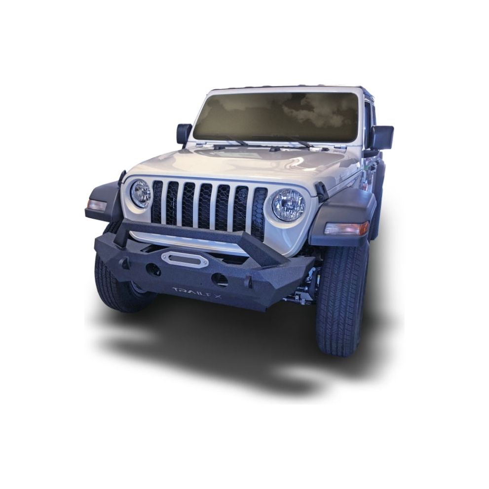 TrailFX Stubby Bumper with Skid Plate and Winch Mount for 2018-C JL - JT