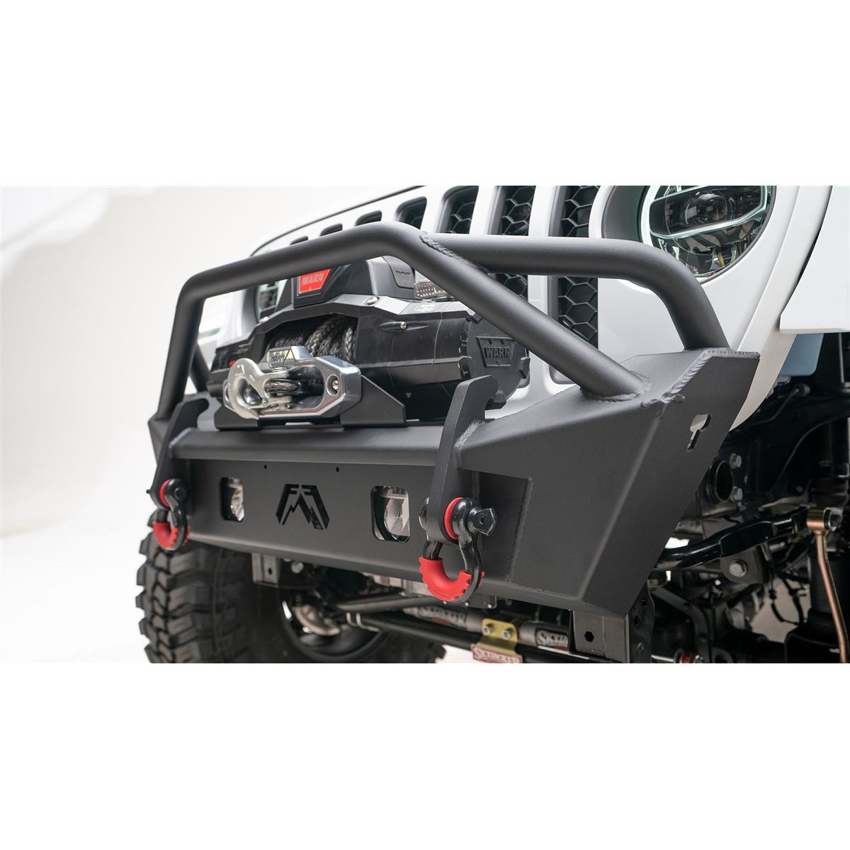 Fab Fours Stubby front Bumper Pre-Runner Guard (Matte Black) for 07-C JK - JL - Gladiator JT JL18-B4752-1