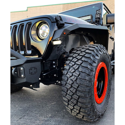 Quake LED 3" DRL Fender Lights w-Switchback Turn Signal for 2018-C Jeep Wrangler JL-Gladiator QTE956