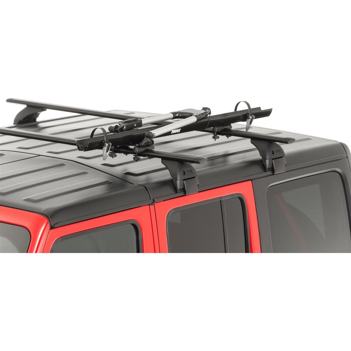 Jeep roof bike store rack