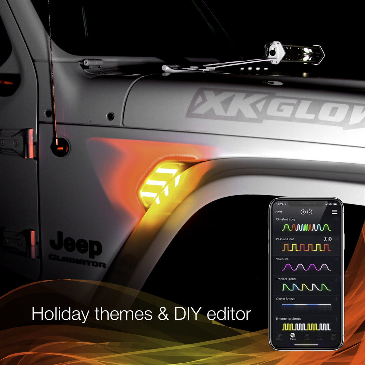 XK Glow RGB+Amber Turn Signal Running Light for JL - JT Fender Vent Light XK-VENT-RGB-KIT