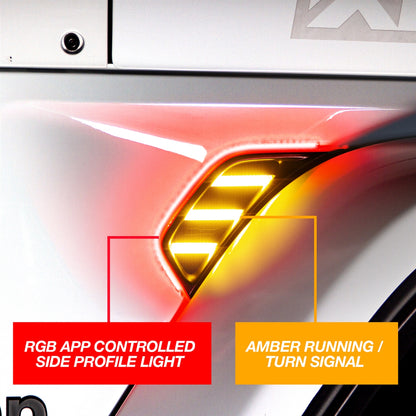 XK Glow RGB+Amber Turn Signal Running Light for JL - JT Fender Vent Light XK-VENT-RGB-KIT