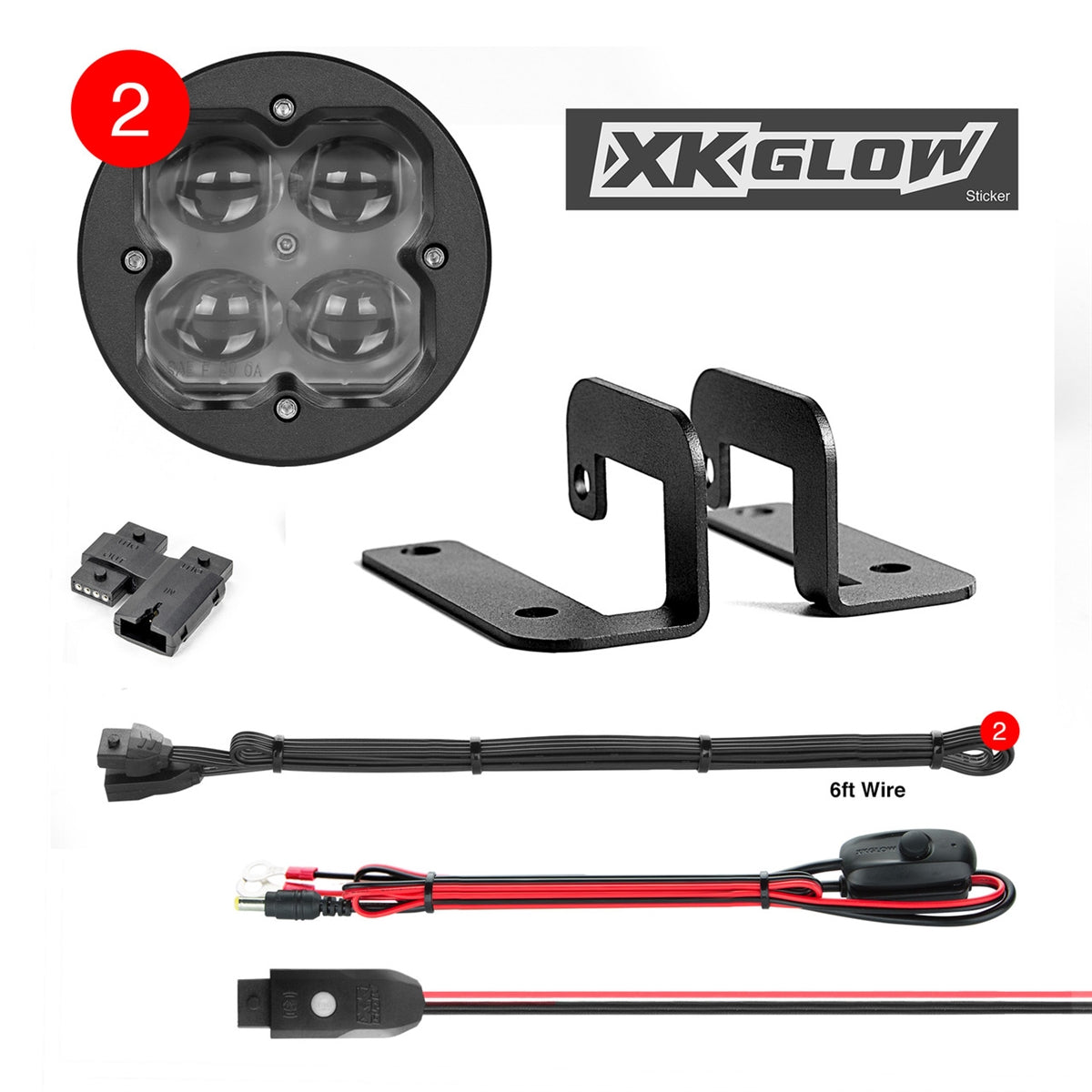 XK Glow 2PC Fog Light Mount C3 SAE Cube Light Kit XK065003-KIT